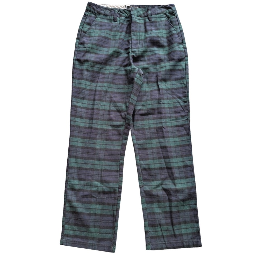 NWT Volcom Frochickies Plaid Chino Pant Green Blue Straight Leg 29 Preppy Skater